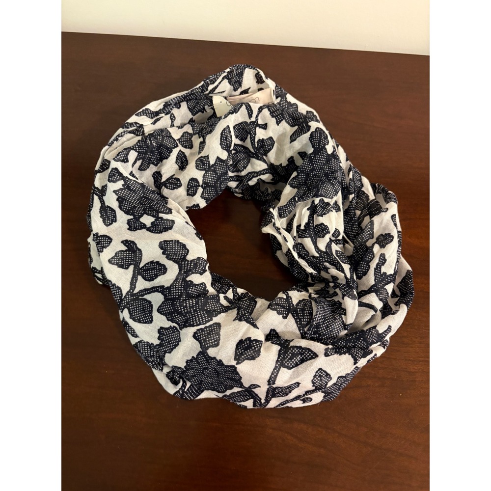 Loft Outlet Navy Floral Infinity Scarf Modal Cotton Blend Lightweight Loop NWOT